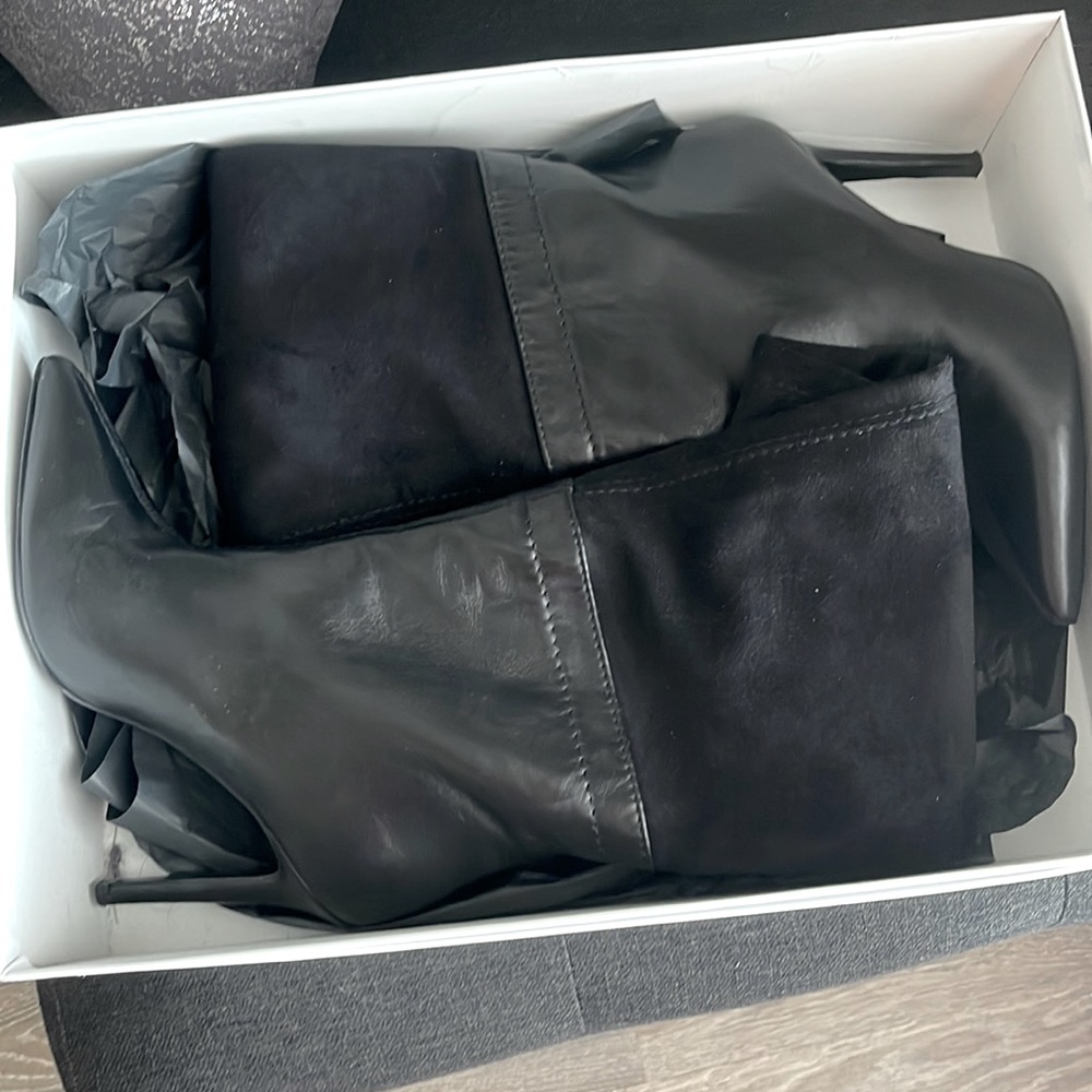 Black Suede/Leather Tall Boots made in Italy